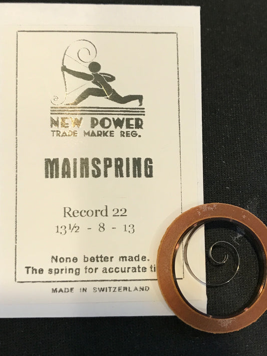 New Power Mainspring for Record 12½ ligne caliber 22 - Steel