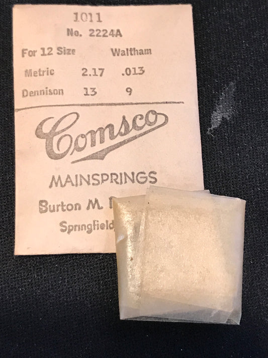 Comsco Mainspring #1011 for Waltham 12s Colonial A Factory No. 2224A - Steel