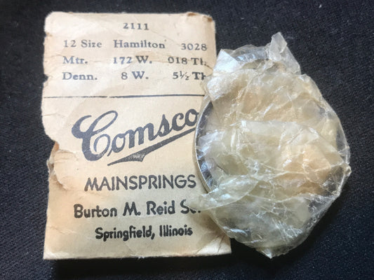 Comsco Mainspring #2111 for Hamilton 12s Factory No. 3028 - Steel