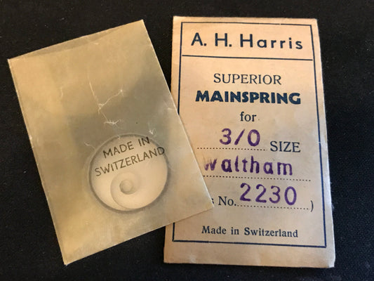 A.H. Harris Mainspring for Waltham 3/0s Factory No. 2230 - Steel