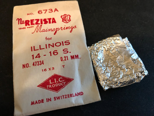 NuREZISTA Mainspring #673A for Illinois 14s - 16s Factory No. 47334 - Steel