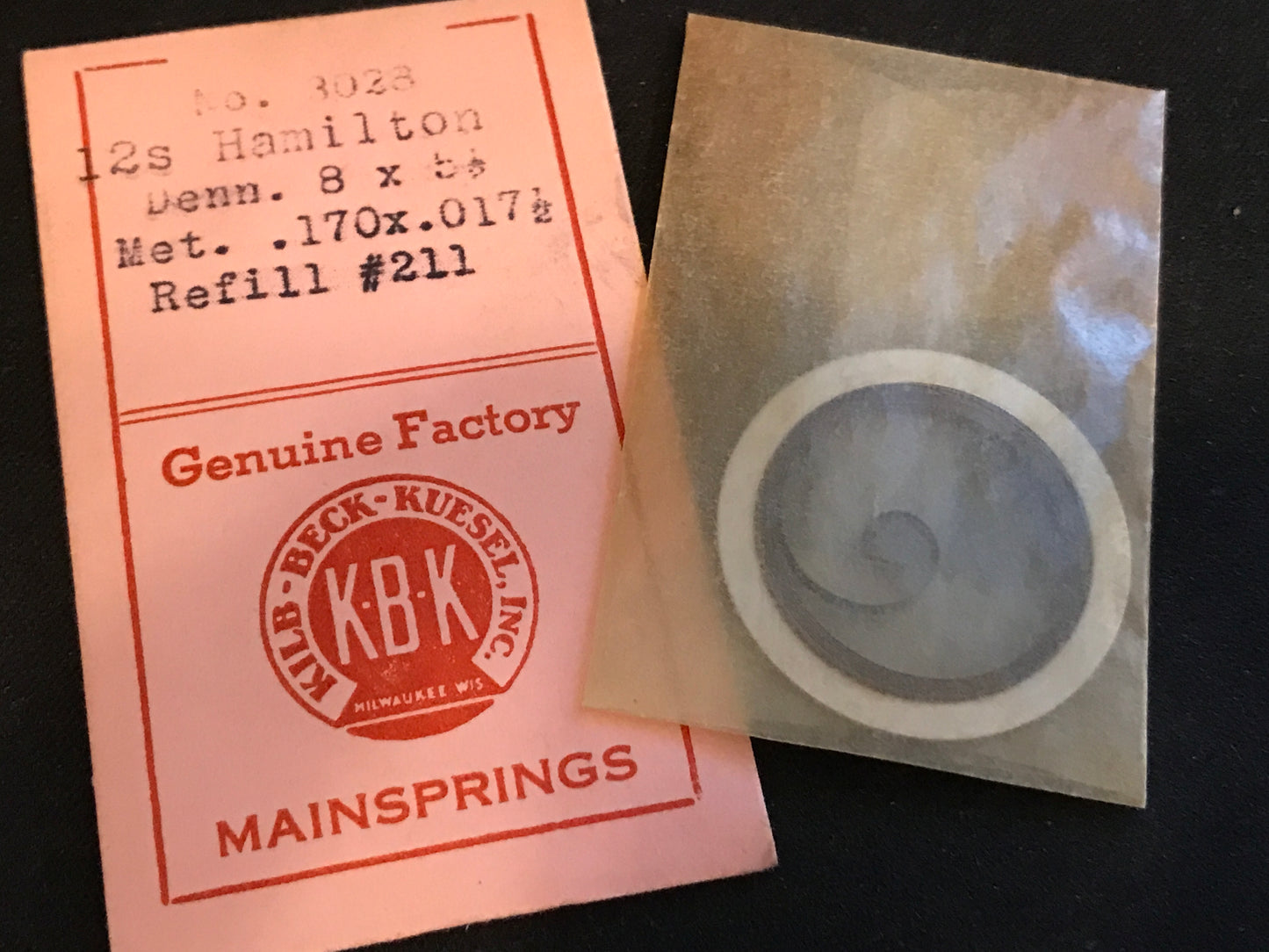 Kilb-Beck Mainspring #3910 for Hamilton 12s No. 1228 / 3028 - Steel