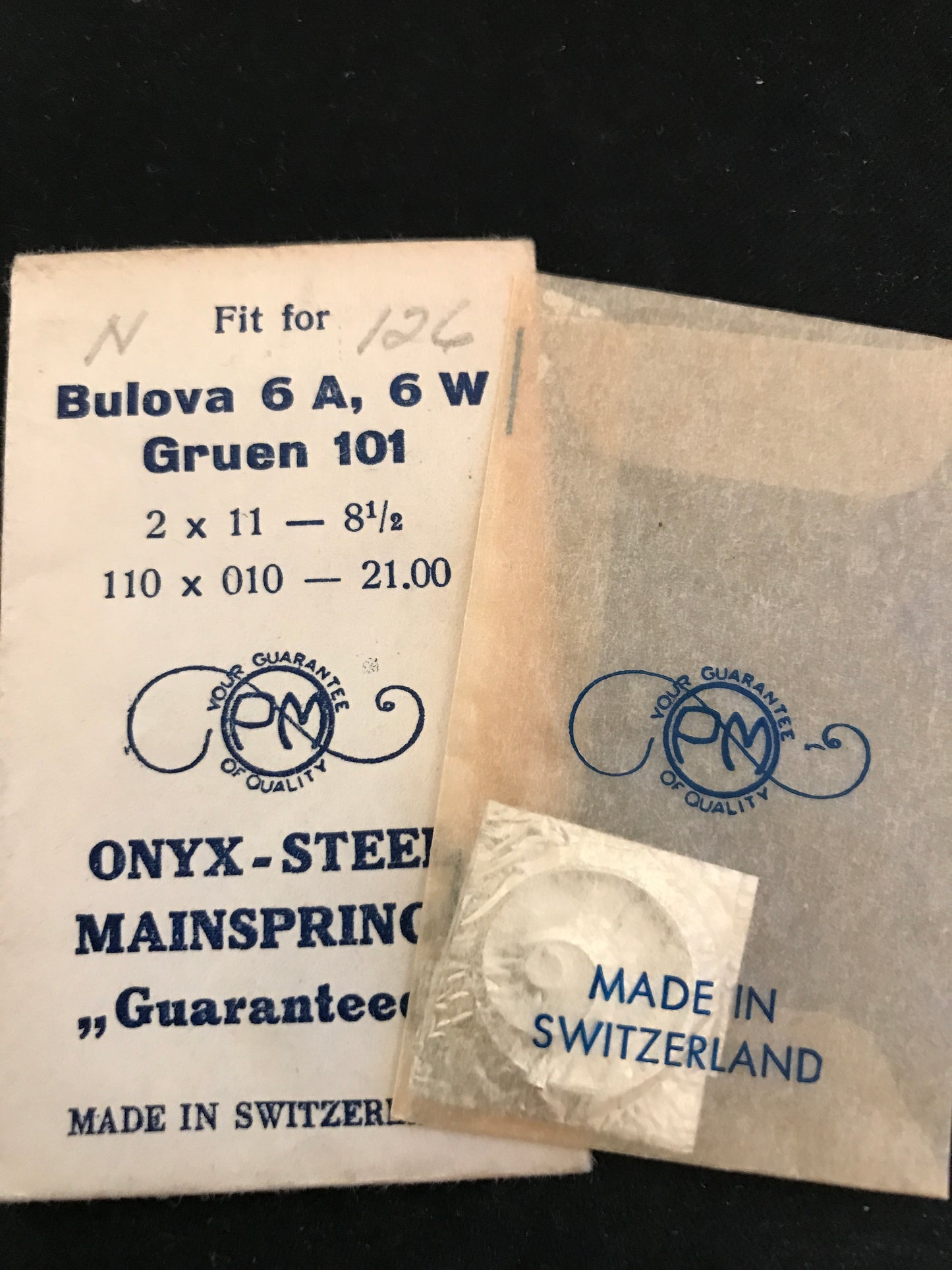 PM Mainspring for Bulova 6A, 6W, Gruen 101 - ONYX Steel