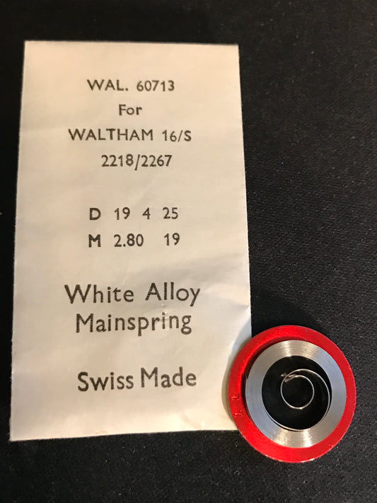 Alloy Mainspring for 16s Waltham Factory No. 2218 / 2267