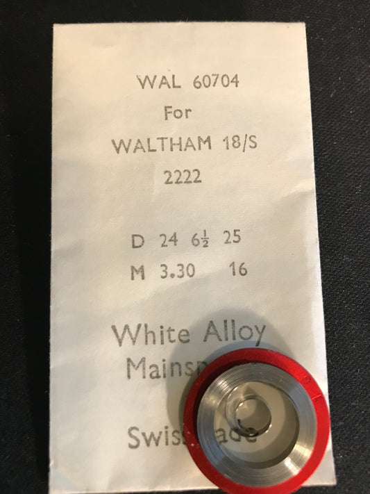 Alloy Mainspring for 18s Waltham Factory No. 2222