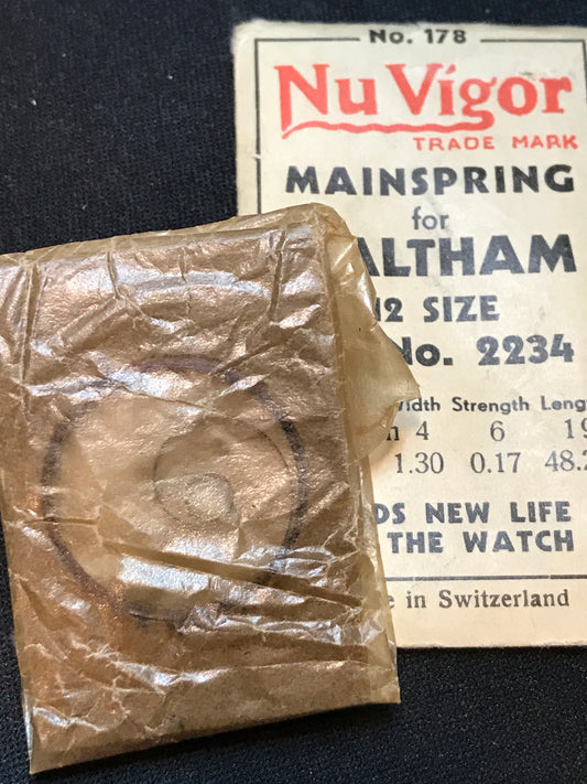 NuVigor Mainspring #178 for Waltham 10s - 14s Colonial A. No. 2234 - Steel