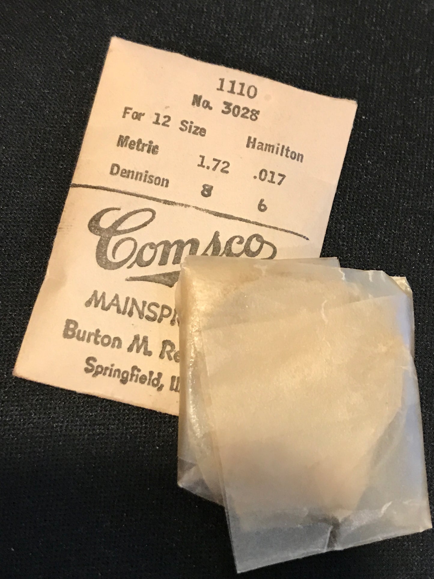 Comsco Mainspring #1110 for Hamilton 12s Factory No. 3028 - Steel