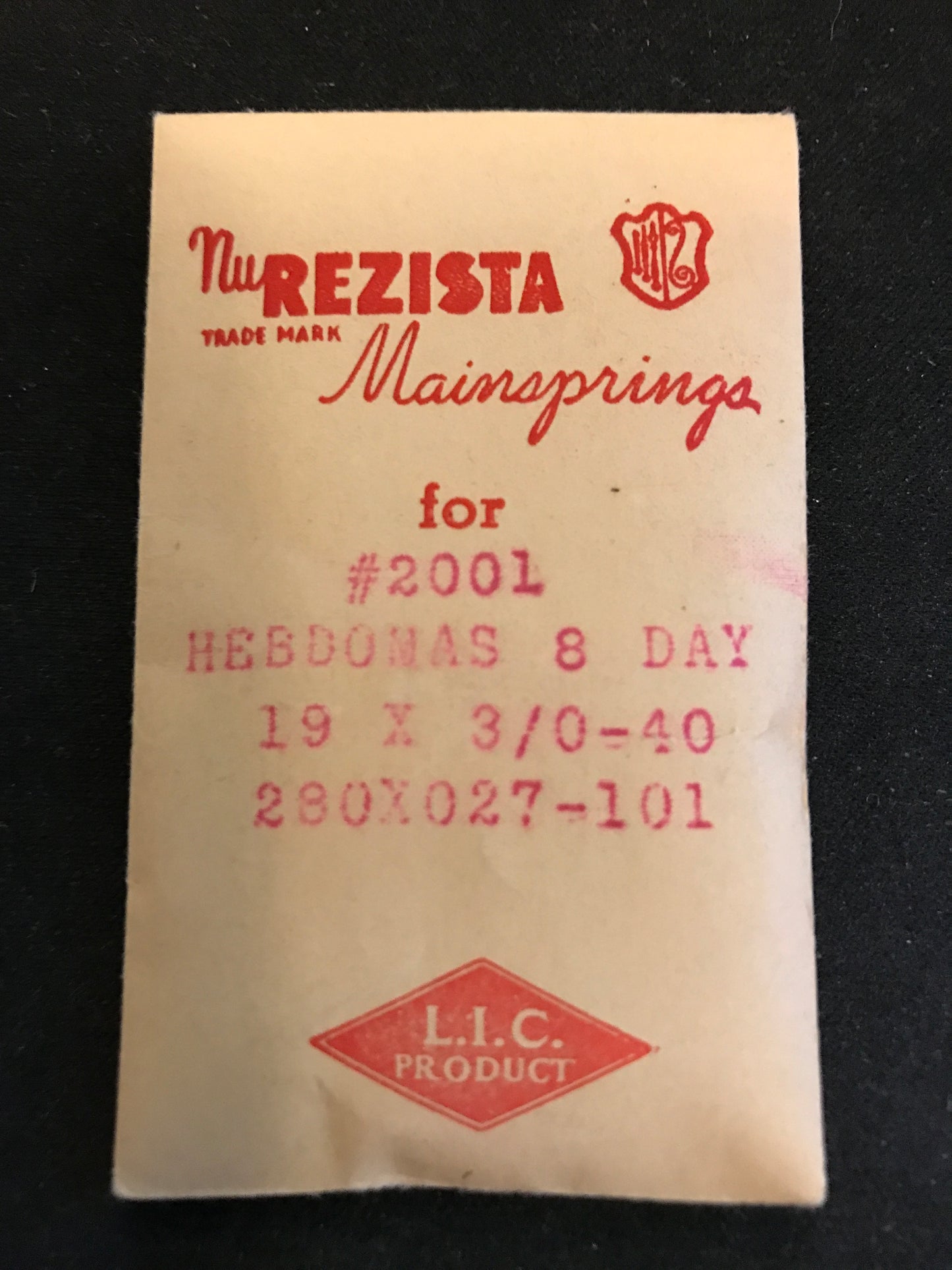 NuREZISTA Mainspring #2001 for Hebdomas 8 Day pocket watch - Steel