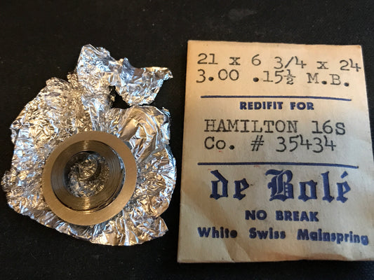 de Bolé Mainspring for Hamilton 16s No. #35434 / 717041 - Alloy
