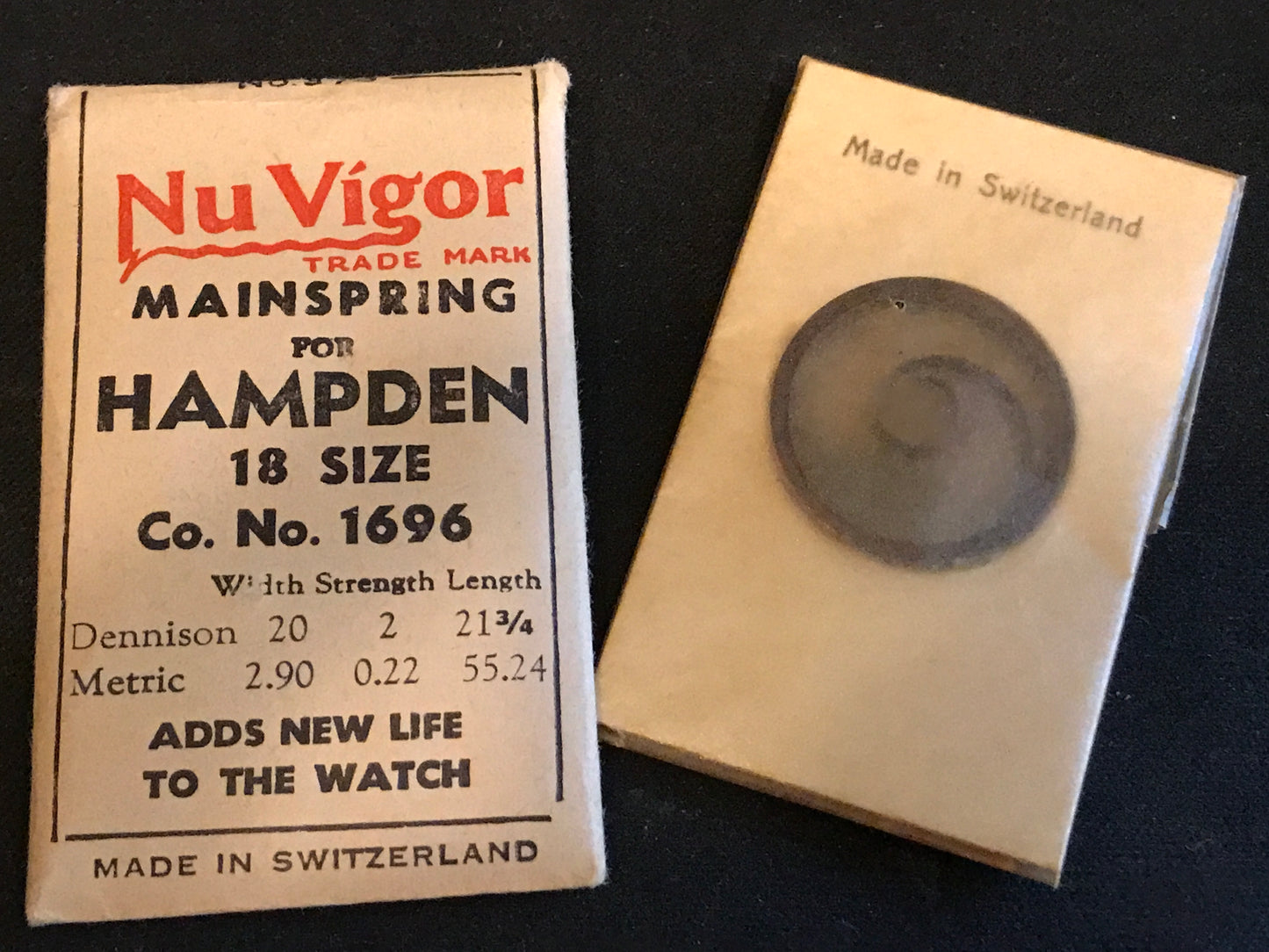 NuVigor Mainspring #370 for Hampden 18s No. 1696 - Steel