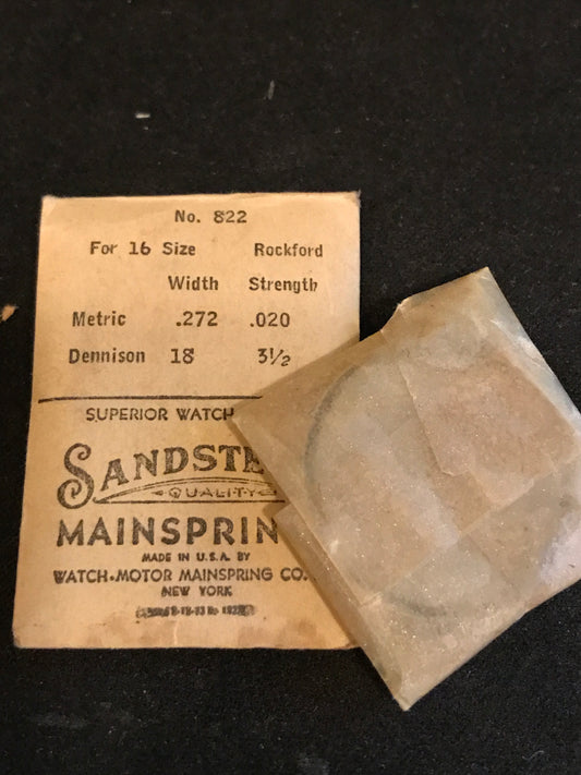 Sandsteel Mainspring for 16s Rockford No. 822 - Steel