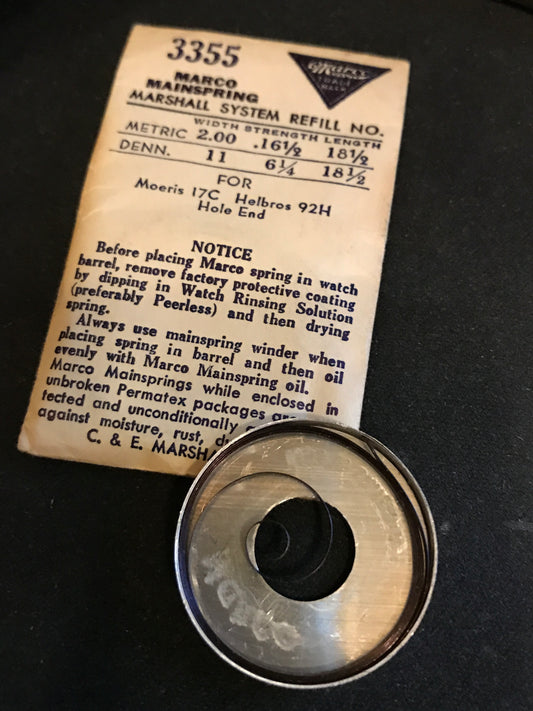 Marco Mainspring No. 3355 for Helbros caliber 92H & Moeris Caliber 17C - Steel