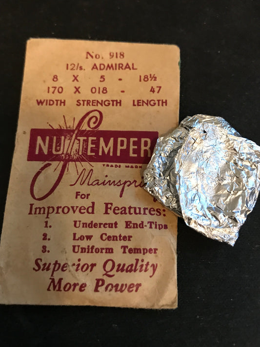 NuTemper Mainspring #918 for 12s CYMA / Tavannes Admiral Pocket Watch - Steel
