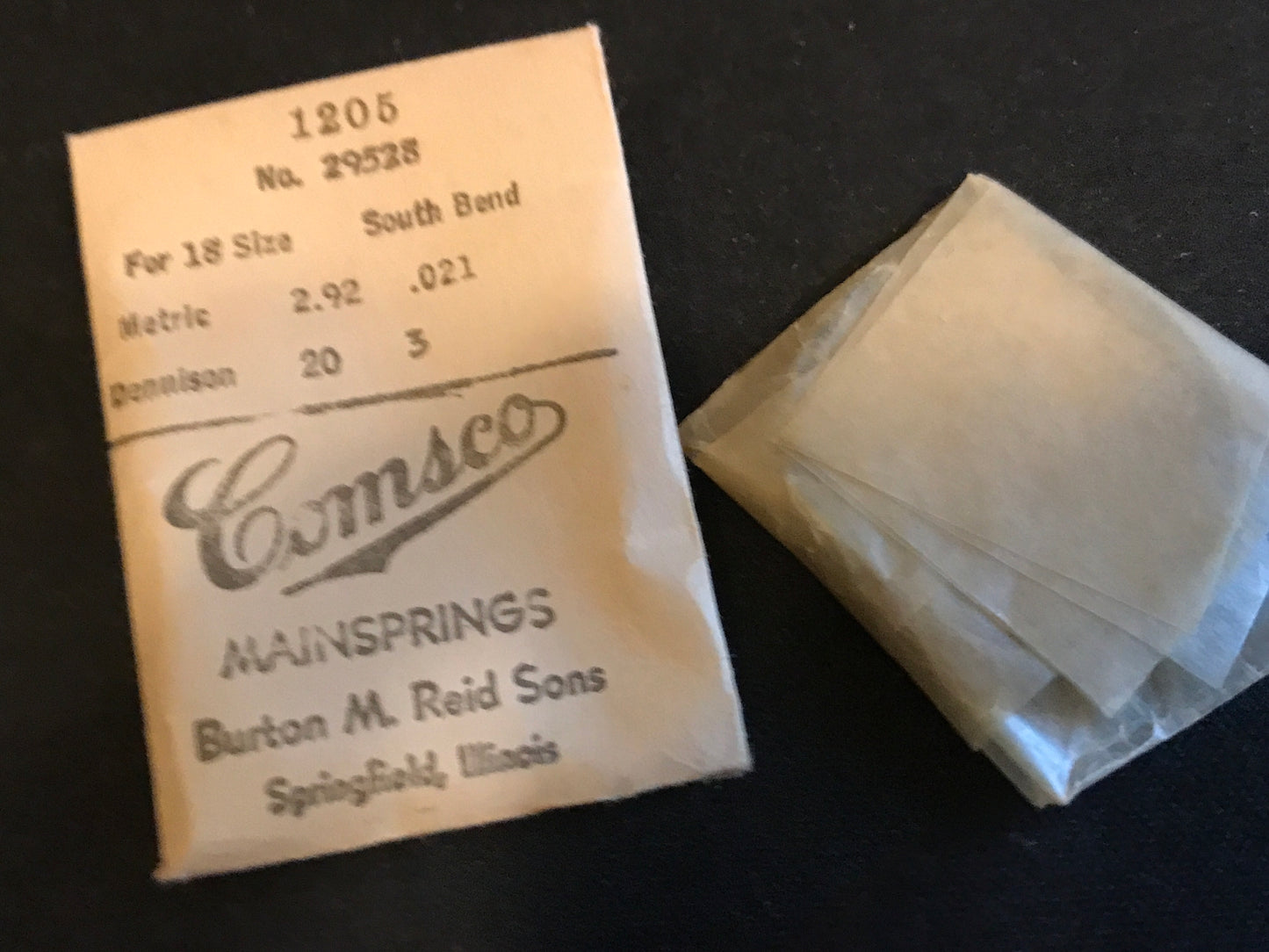 Comsco Mainspring #1205 for 18s South Bend Factory No. 29528 - Steel