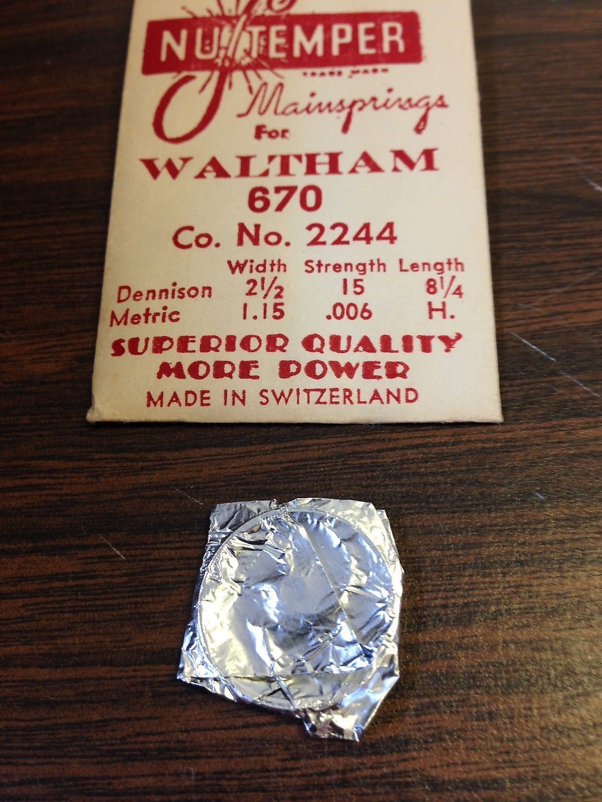 NuTemper Mainspring #602 for Waltham 2244 for 6¾ Ligne Model 670 - Steel