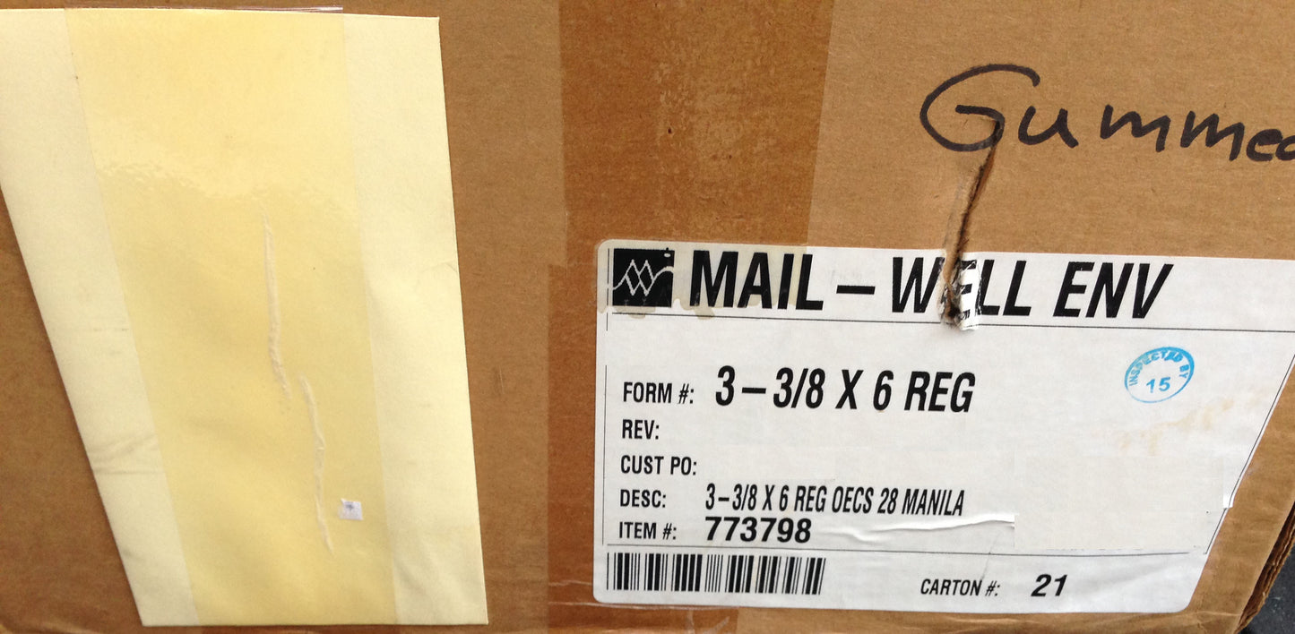 24 Gummed Manila / Kraft #6 Coin Envelopes 3.375" x 6" for Jewelry & Watch Repair