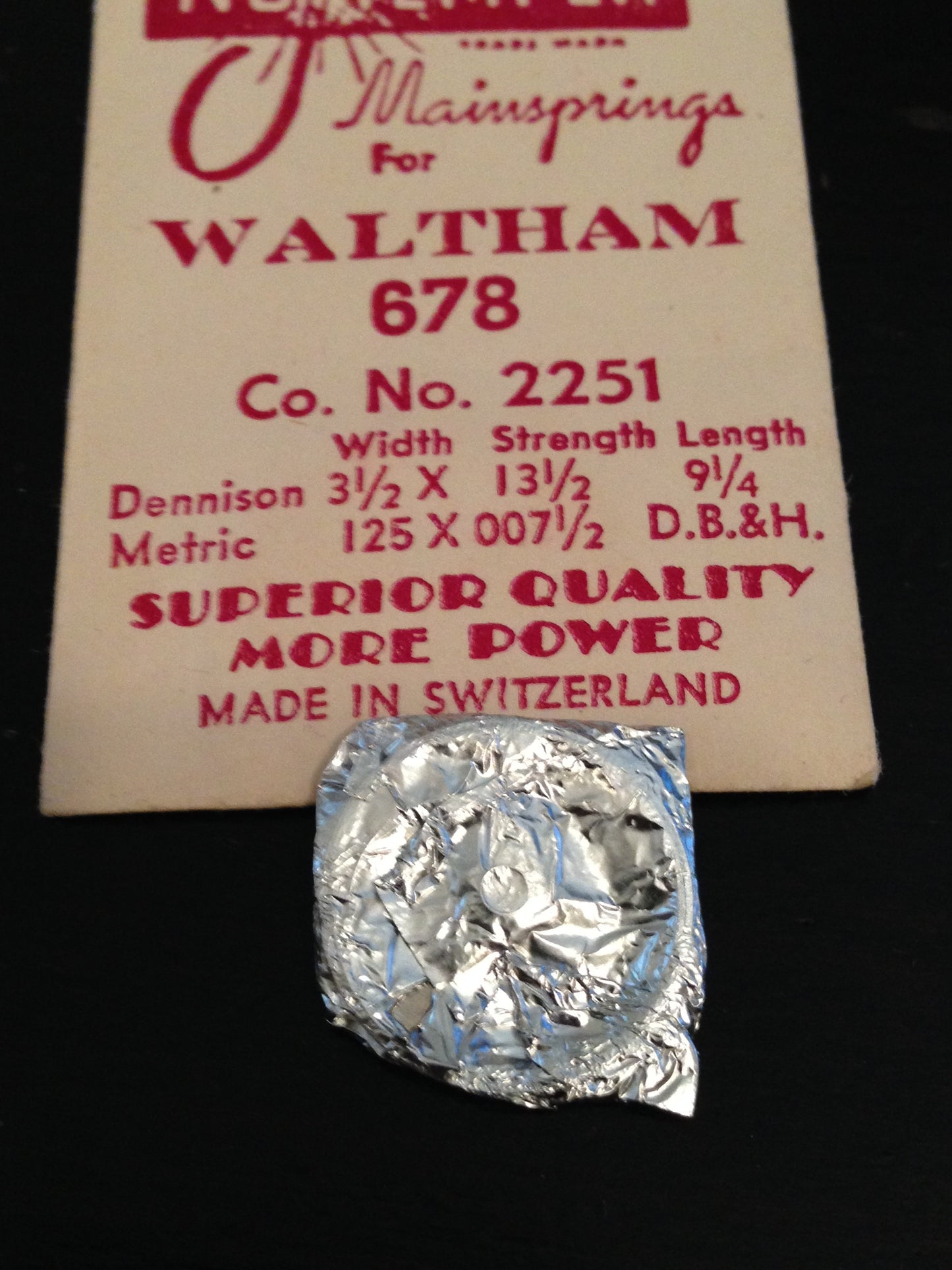 NuTemper Mainspring #604 Waltham 2251 for Model 678 - Steel