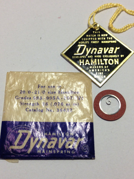 Hamilton Factory Dynavar Mainspring for 20/0 & 21/0s Hamilton No. 36432 - Alloy