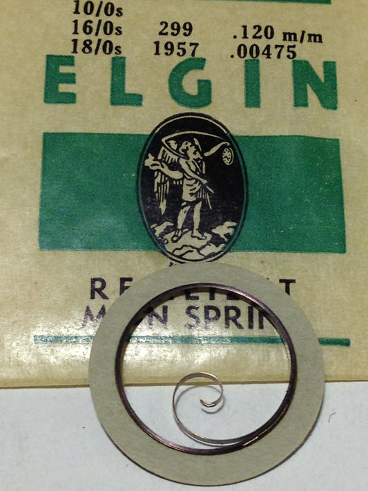 Elgin Factory Mainspring for 10/0, 16/0 and 18/0s No. 1957 - Steel