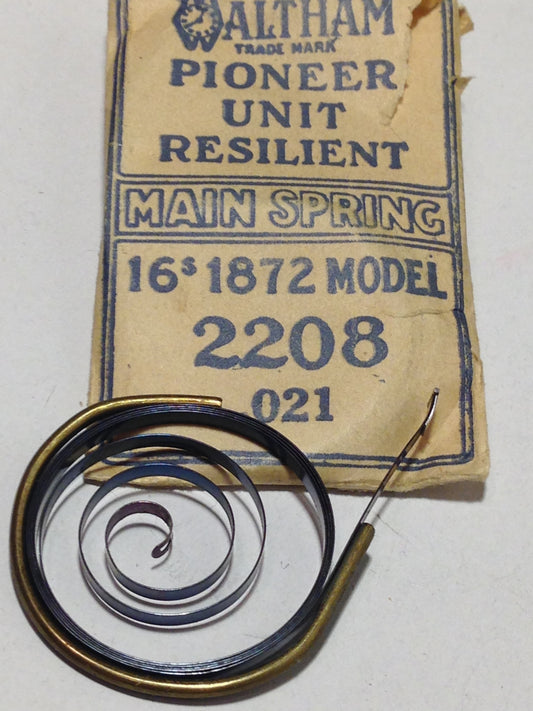 Waltham Factory Mainspring for 16s Midel 1872 Factory No. 2208 - Steel