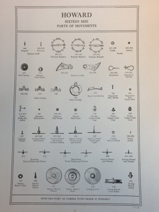 Keystone (Howard, Crown, NY Standard) Watch Material Catalog 1919 Ed - reprint