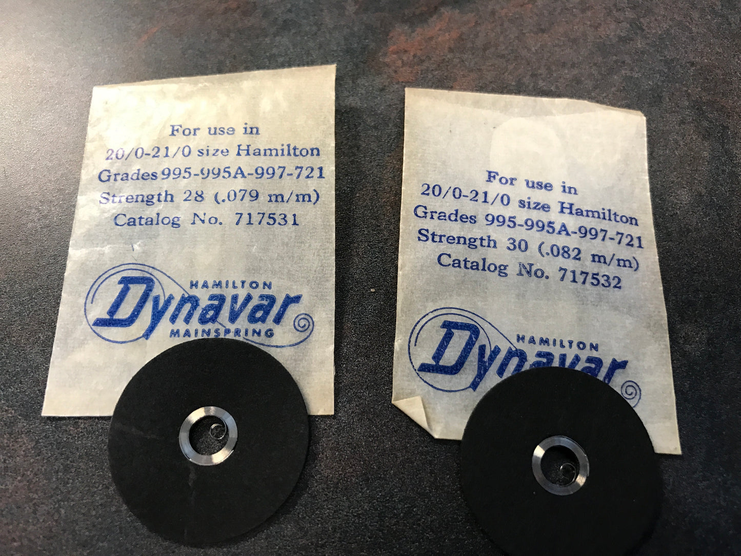 Lot of 2 Hamilton Dynavar Mainspring for 20/0 & 21/0s Nos. 717531 & 717532- Alloy