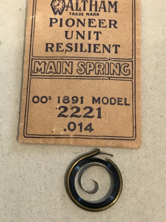 Waltham Factory Mainspring for 00s (2/0s) Factory No. 2221 - Steel