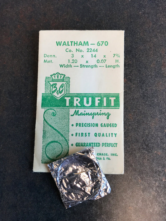 Trufit Mainspring for Waltham 6¾ Ligne Model 670 Factory No. 2244 - Steel