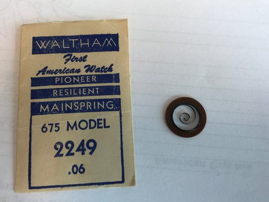 Waltham Factory Mainspring for 6¾ ligne Model 675 Factory No. 2249 - Steel