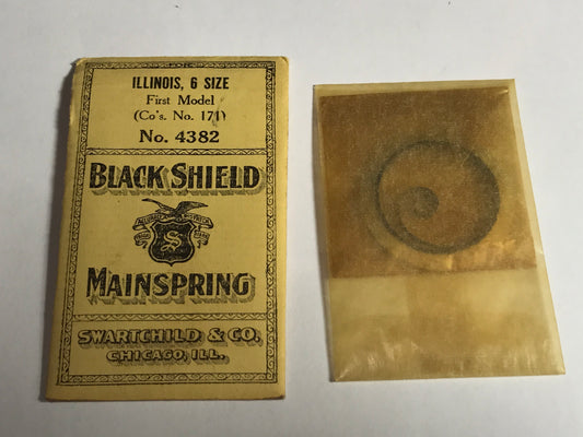Swartchild Black Shield Mainspring No. 4382 for Illinois 6s Factory No. 47353 - Steel