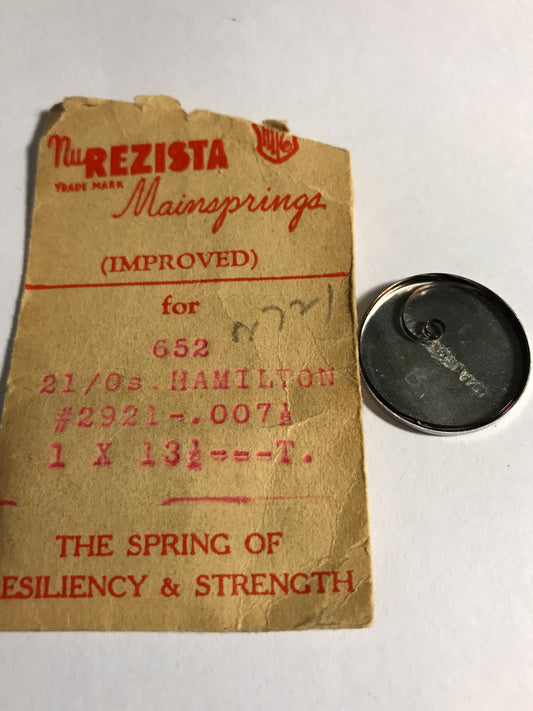 NuREZISTA Mainspring #652 for 21/0s Hamilton No. 2921 - Steel