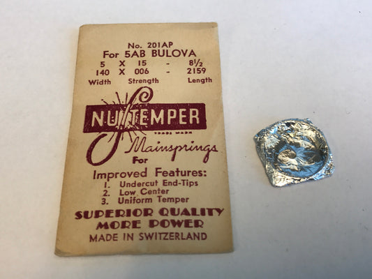 NuTemper Mainspring No. 201AP for Bulova 5AB movements