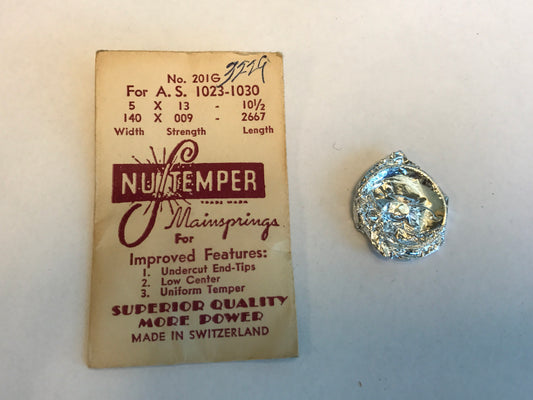 NuTemper Mainspring No. 201G for A.S. Caliber 1023-1030 movements - Steel