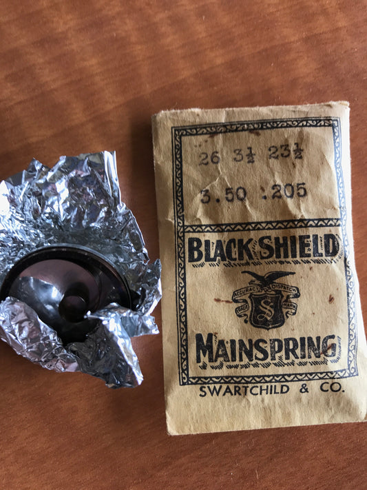 Swartchild Black Shield Clock Mainspring 3.5 x .205 mm x 23½" - Steel