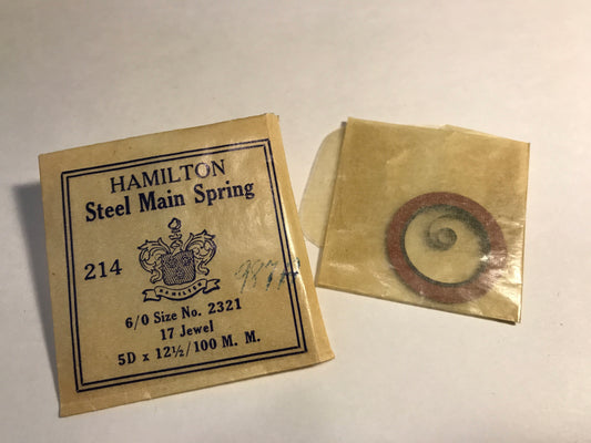 Hamilton Factory Mainspring for 6/0s Hamilton No. 2321 - Steel