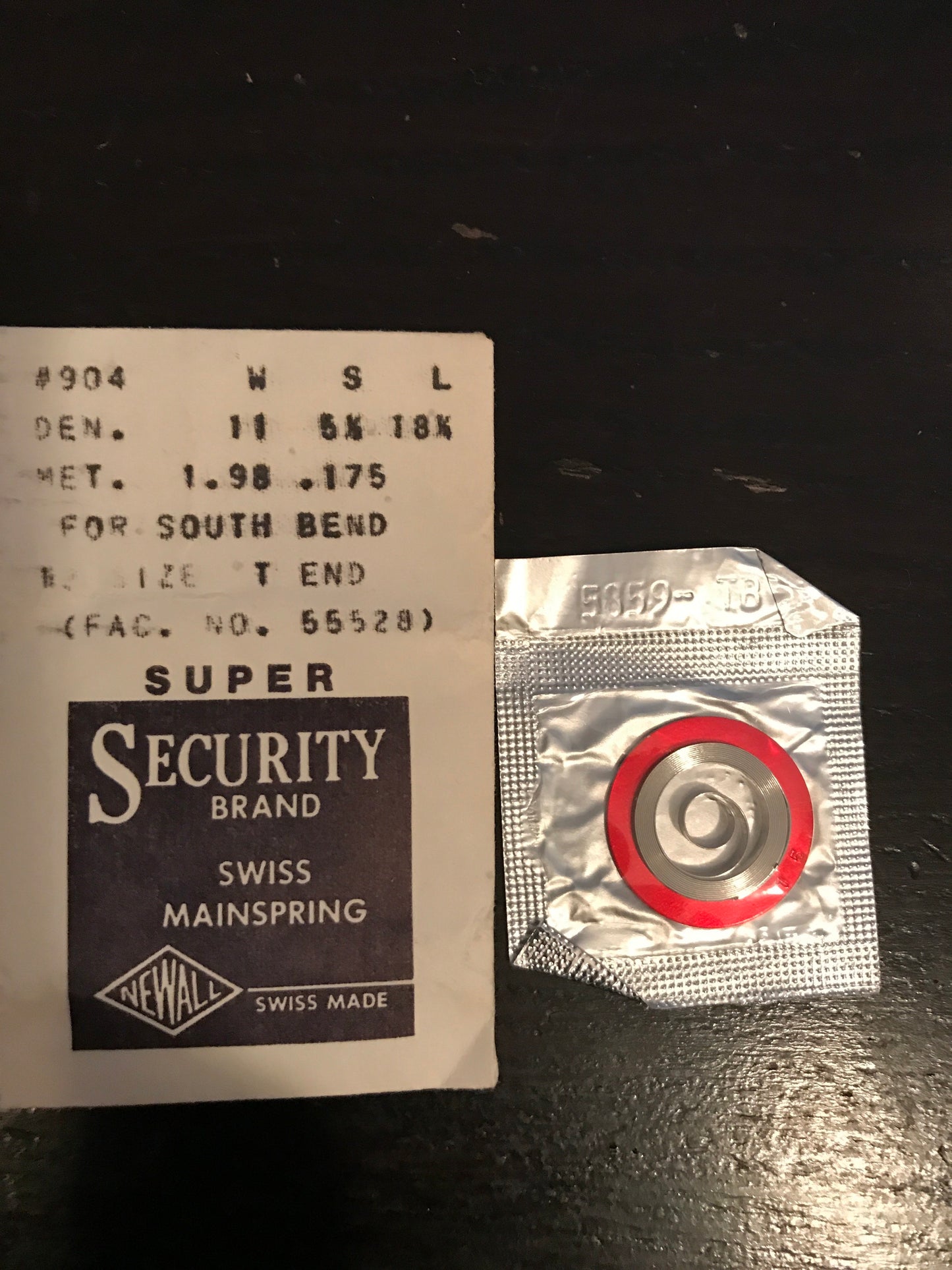 Newall SUPER Security Mainspring #904 for South Bend 12s No. #55528 - Alloy