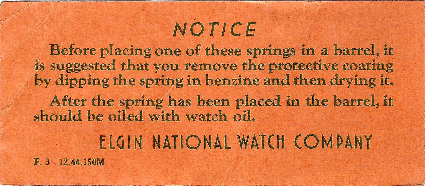 Elgin Factory Mainspring for 21/0s No. 5724 - Steel