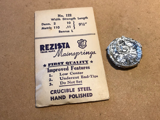 Rezista Mainspring No. 122 for Benrus L movements - steel
