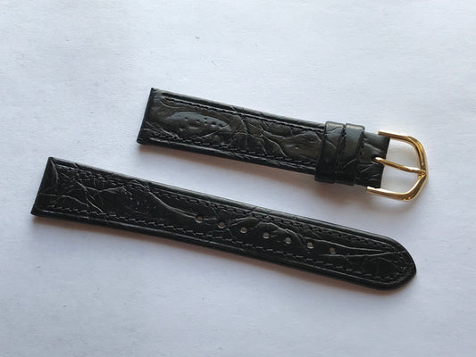 Town & Country 18mm Black Croco Grain Leather Wrist Strap - New in Packaging