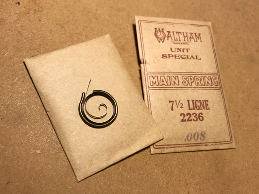 Waltham Factory Mainspring for 7½ ligne Watches No. 2236 - Steel