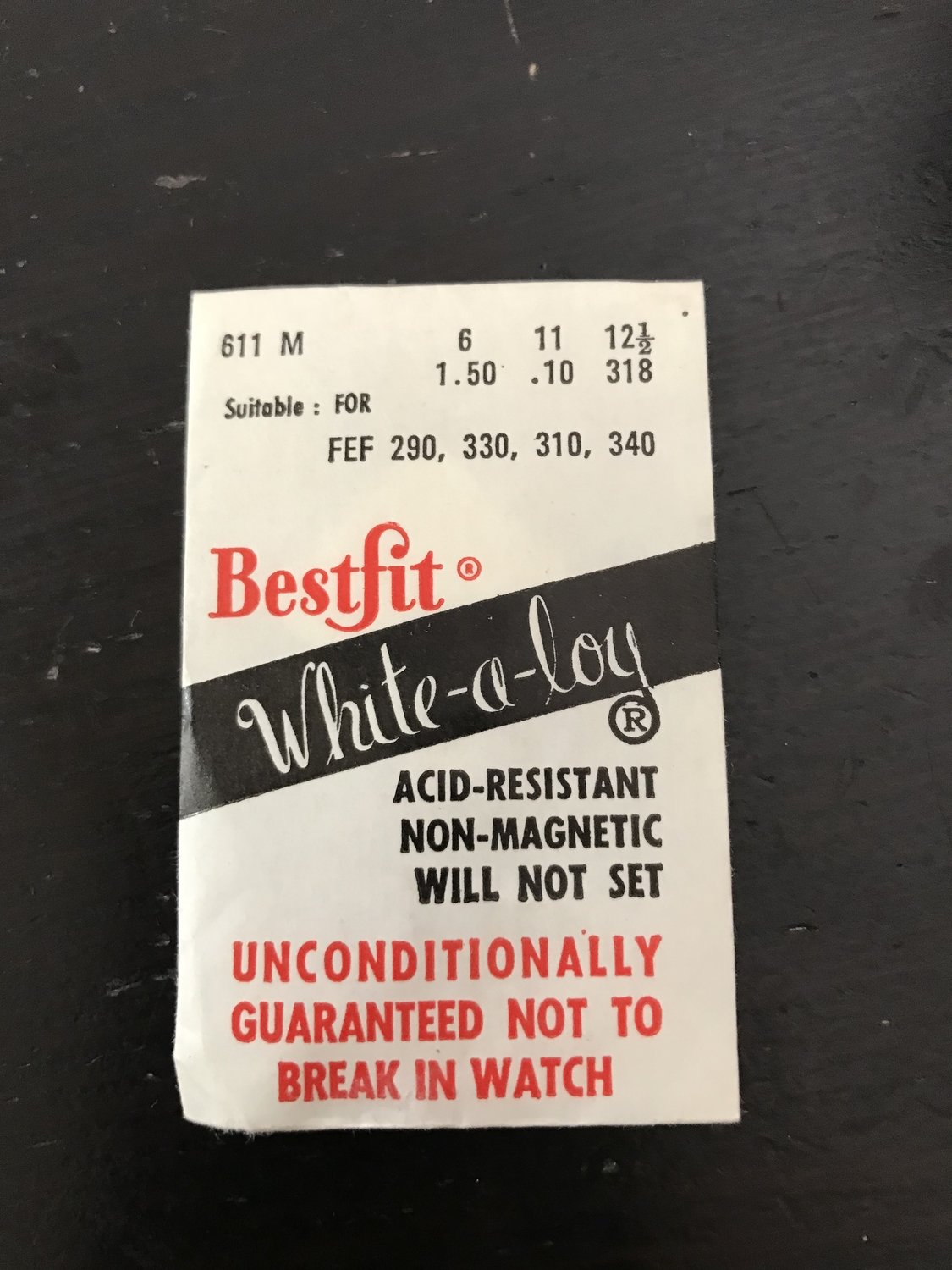 BESTFIT Mainspring 611M for FEF 290, 330, 310 & 340 & AS 1475 Alarm - Alloy