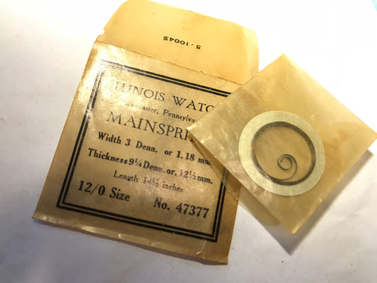 Illinois Factory Mainspring Factory No. 47377 for 12/0s movements - Steel