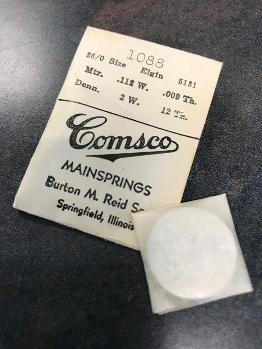 Comsco Mainspring #1088 for Elgin 26/0s Factory No. 5131 - Steel
