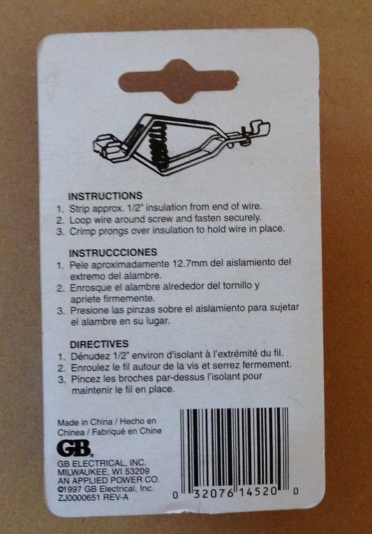 Gardner Bender 2-Pack 14-520 20 Amp Battery Charging Clips - New in packaging