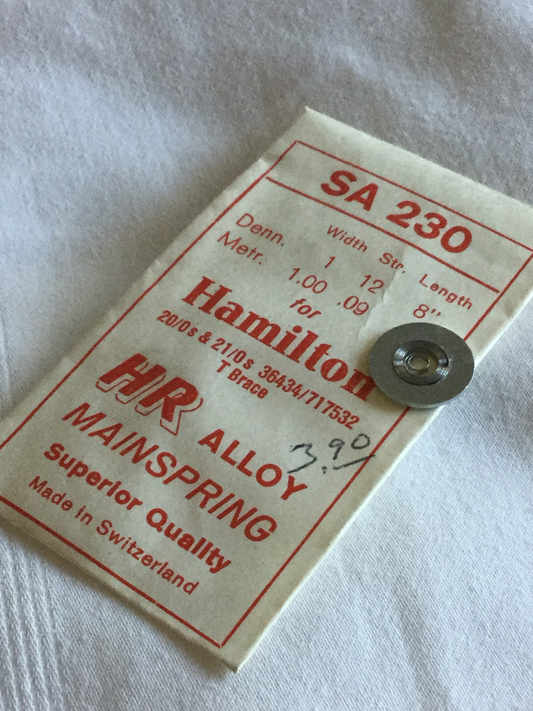 HR Mainspring SA230 for Hamilton 20/0 & 21/0s No. 2921 / 36434 / 717532 - Alloy
