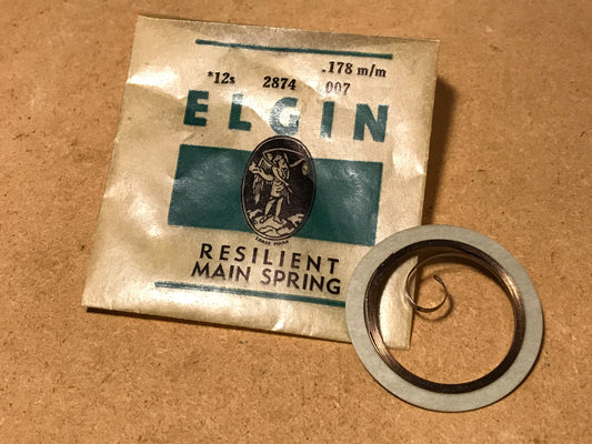 Elgin Factory Mainspring for 12s No. 2874 - Steel