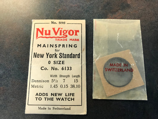 NuVigor Mainspring #598 for NY Standard 0s No. 6133 - Steel