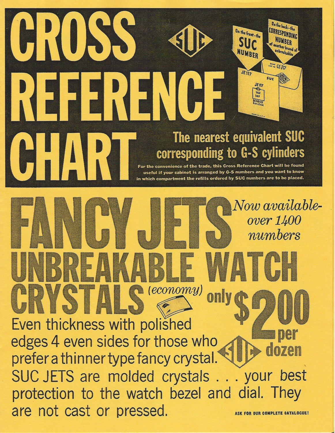SUC > GS Watch Crystal Cross Reference Chart reprint Vintage Time