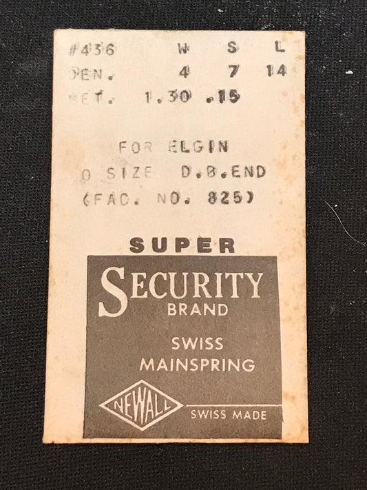 Newall SUPER Security Mainspring #436 for Elgin 0s No. No. 825 / 6094 - Alloy