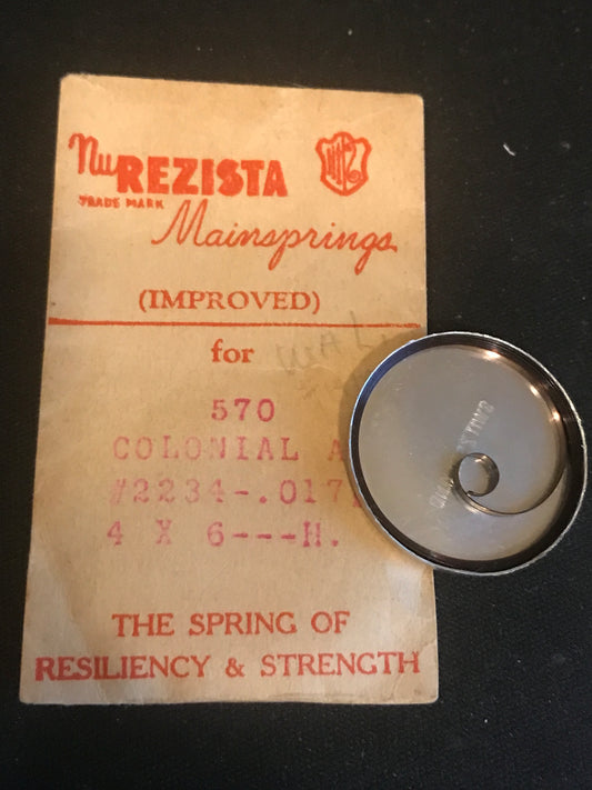 NuRezista Mainspring #570 for Waltham Colonial A Factory No. 2234 - Steel